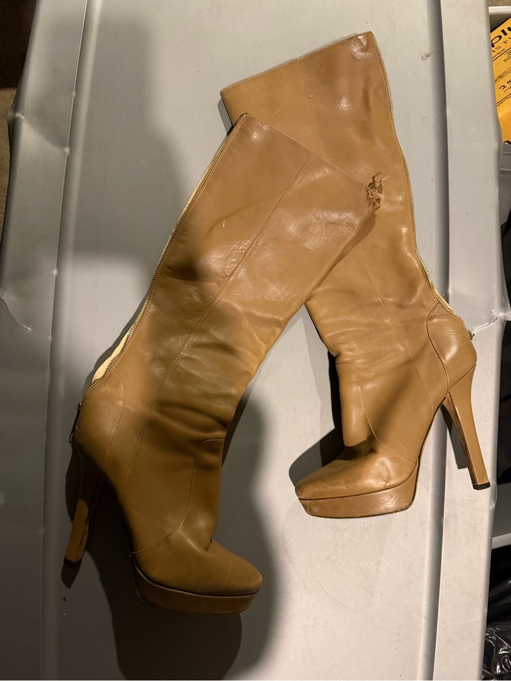 Jimmy Choo Leather Knee-High Platform Boots RUINED